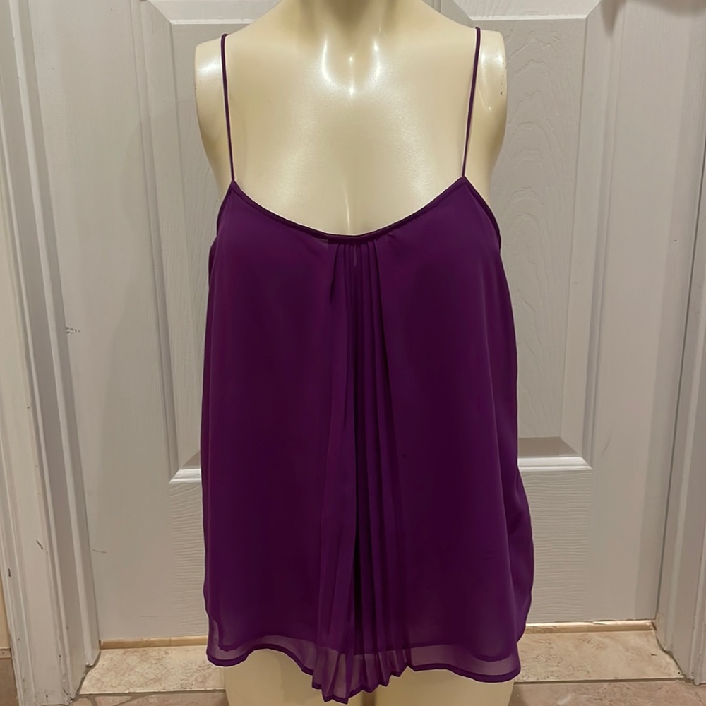 Zara women’s crop tank top blouse tee shirt small purple sheer small s